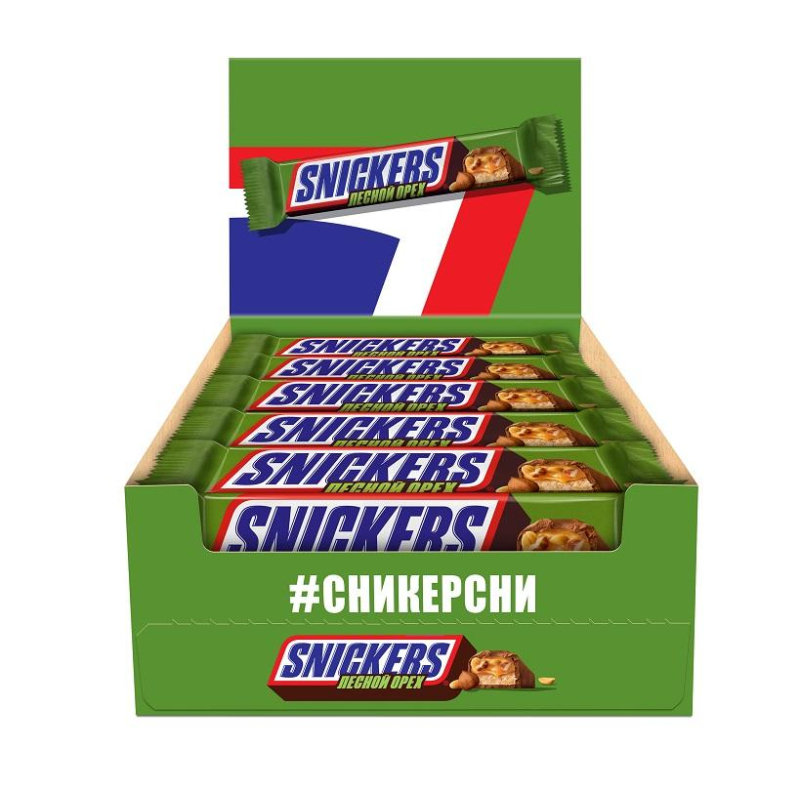 Шоколадный батончик Snickers лесной орех 81г