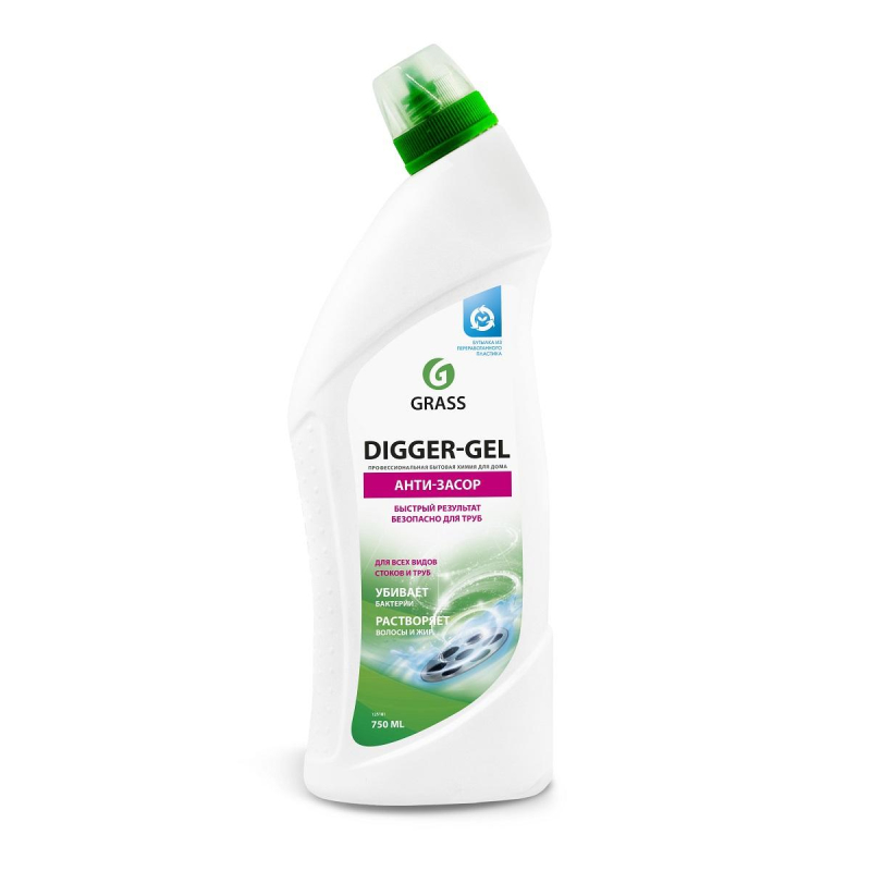 Средство для прочистки труб Grass Digger-Gel щелочное 750 мл