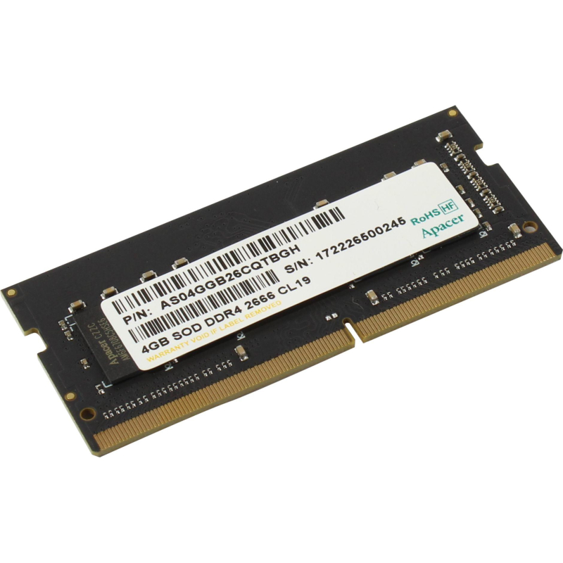 Модуль памяти Apacer DDR4  4GB 2666MHz SO-DIMM CL19(AS04GGB26CQTBGH)