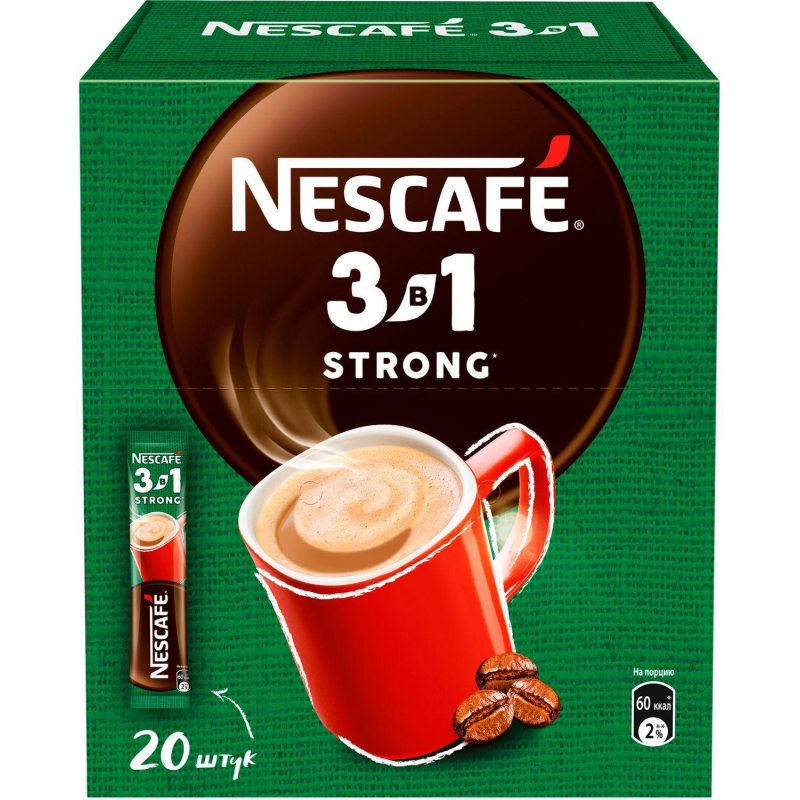 Кофе Nescafe 3 в 1 крепкий раств., шоу-бокс, 20штx14,5г