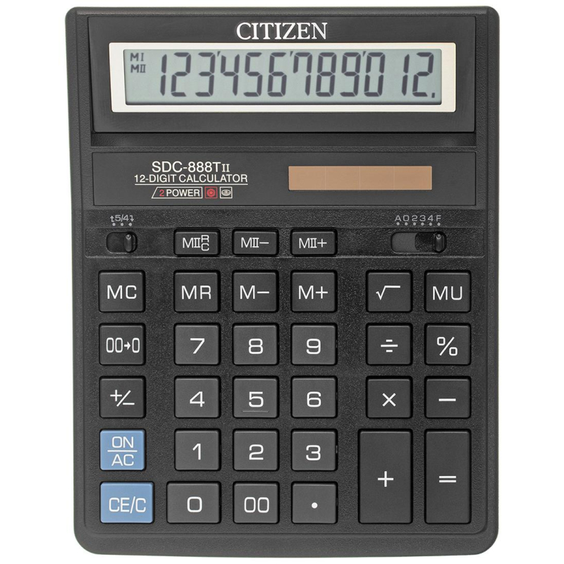 Калькулятор CITIZEN бухг. SDC-888TII 12 разряд. Dual Power