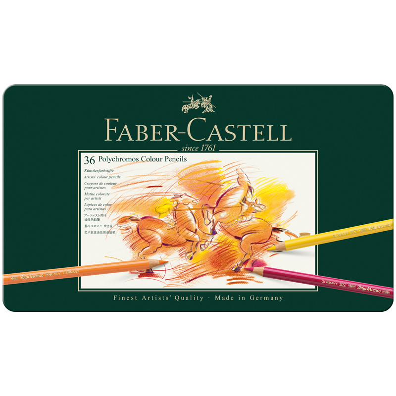 Карандаши цветные художественные Faber-Castell "Polychromos" 36цв., заточен., метал. коробка