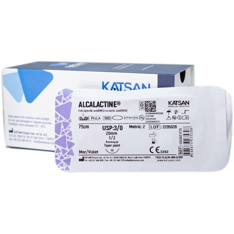 Шовный материал ALCALACTINE 3/0  20  1/2 TAPER POINT кол. 75 уп/12 шт