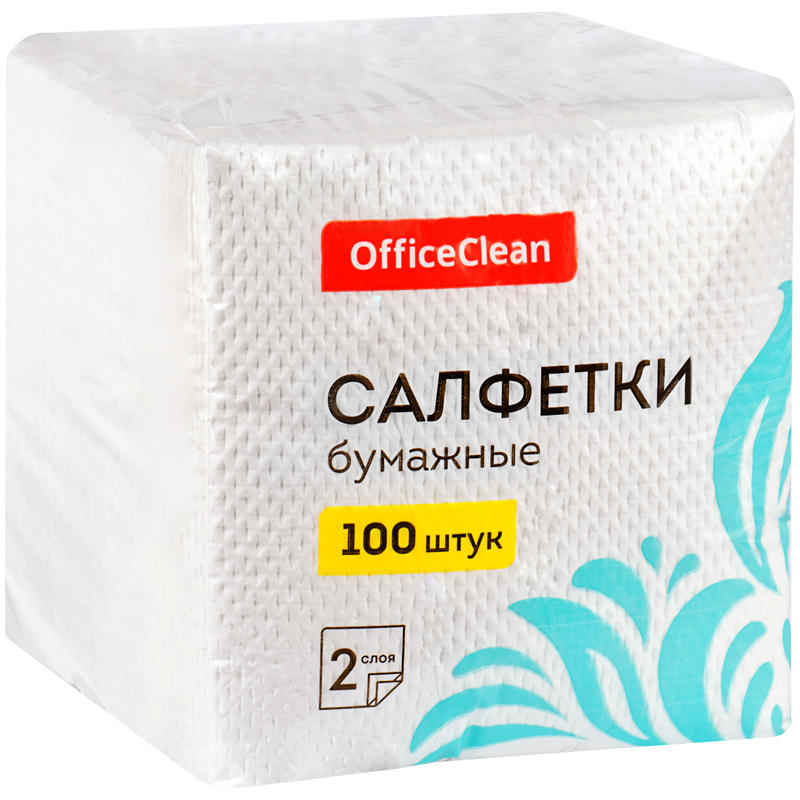 Салфетки бумажные OfficeClean, 2слойн., 24*24см, белые, 100шт.