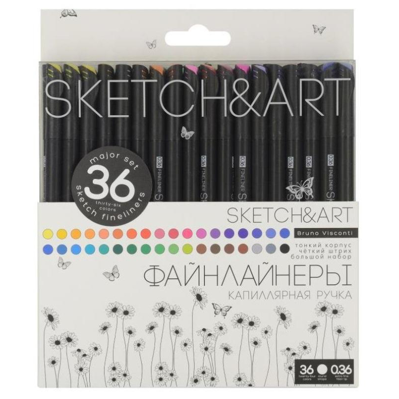 Набор линеров для скетчинга SKETCH&amp;ART BLACK EDITION 0,36мм 36цв 36-0020