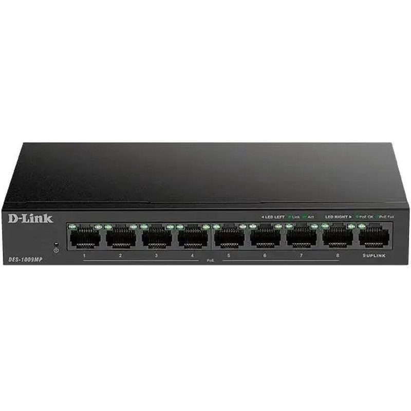 Коммутатор D-Link DES-1009MP/A1A 8x10/100Base-TX и 1x1000Base-T 8xРоЕ