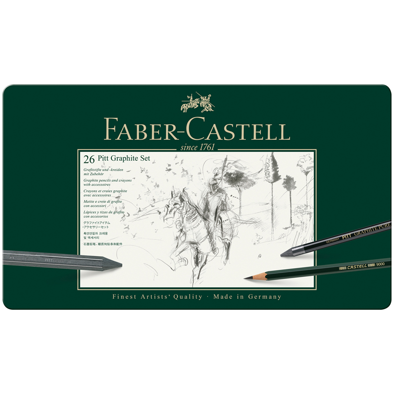 Набор карандашей ч/г Faber-Castell "Pitt Graphite", 26 предметов, заточен., метал. кор.