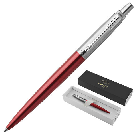 Ручка шариковая PARKER "Jotter Core Kensington Red CT", корпус красный, хромированные детали, синяя,