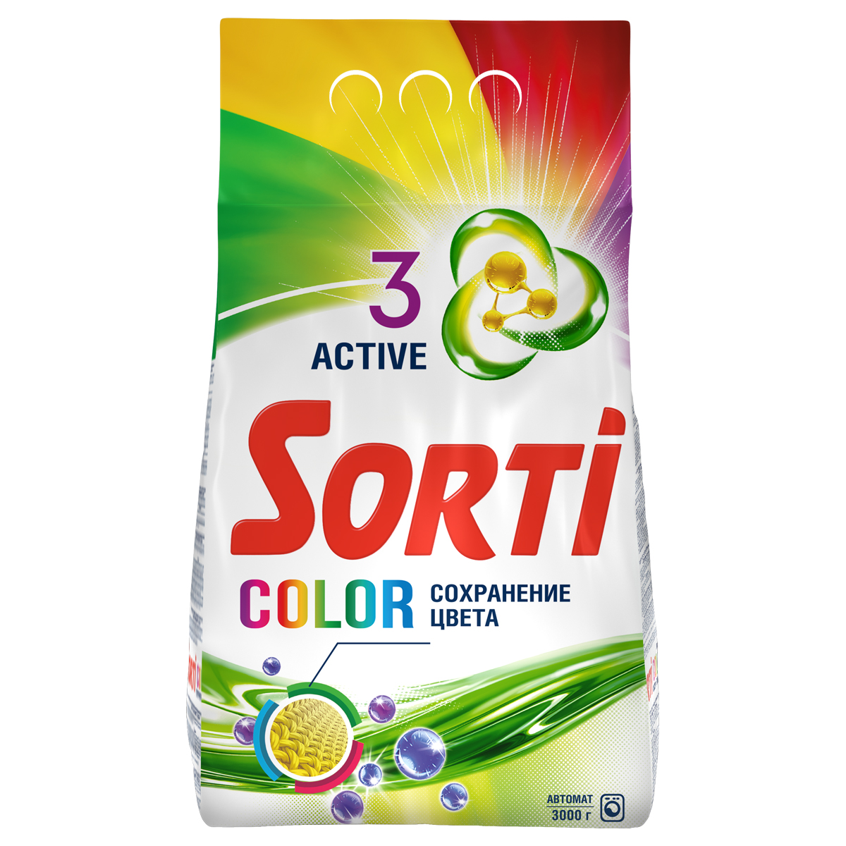 Порошок для машинной стирки Sorti "Color", 3кг