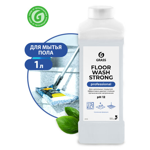 Средство для мытья пола 1 л GRASS FLOOR WASH STRONG, щелочное, низкопенное, концентрат, 250100