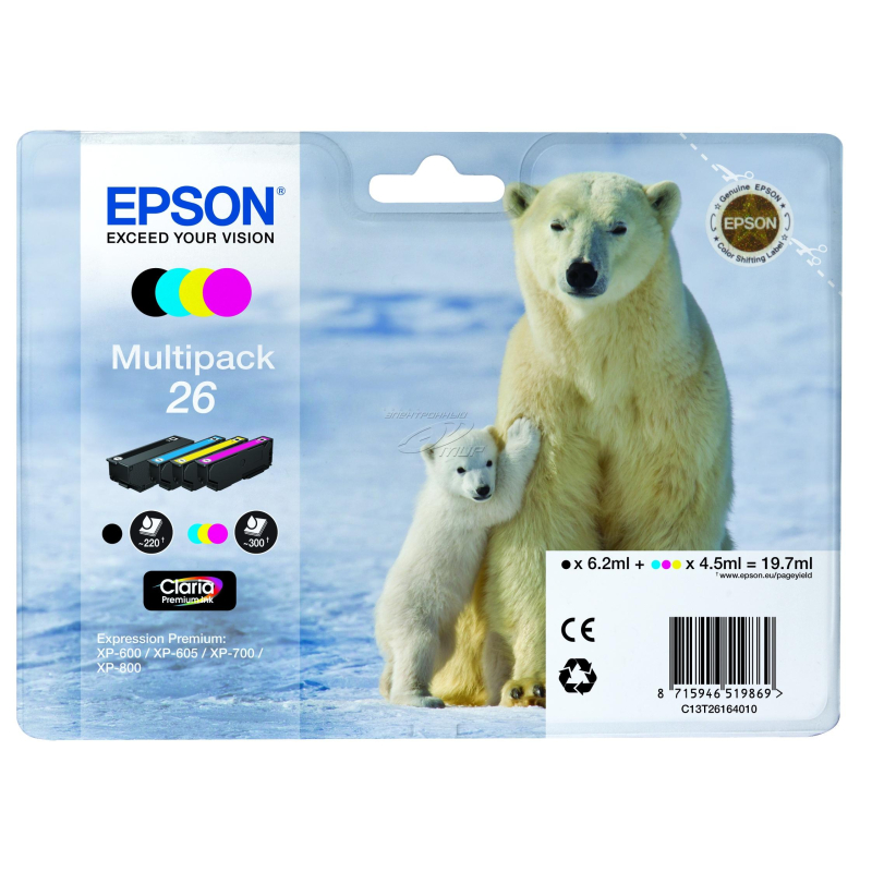 Картридж струйный Epson 26 C13T26164010 CMYK для XP600/700/800 (4шт)