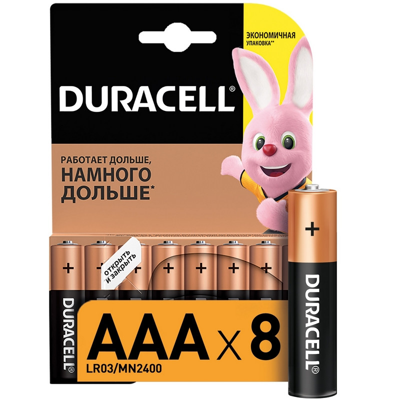 Батарея DURACELL ААA/LR03-8BL BASIC бл/8