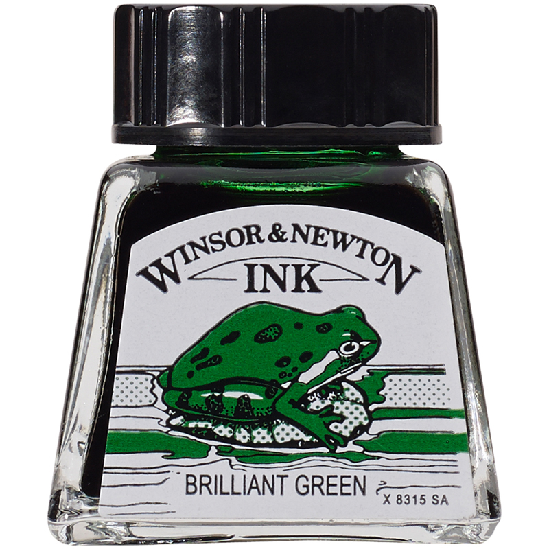 Тушь Winsor&Newton для рисования, бриллиант зеленый, стекл. флакон 14мл