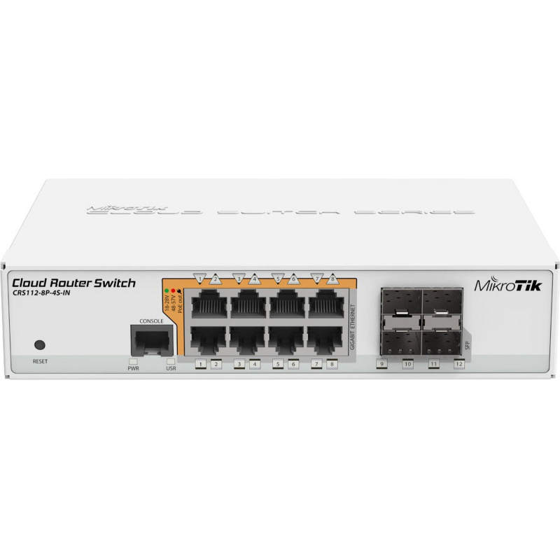 Коммутатор MikroTik CRS112-8P-4S-IN 8х10/100/1000 Ethernet, 4 x SFP ports