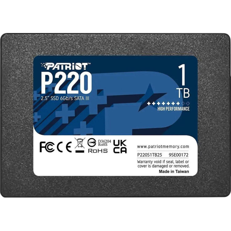 SSD накопитель Patriot P220 1ТБ, 2.5, SATA (P220S1TB25)