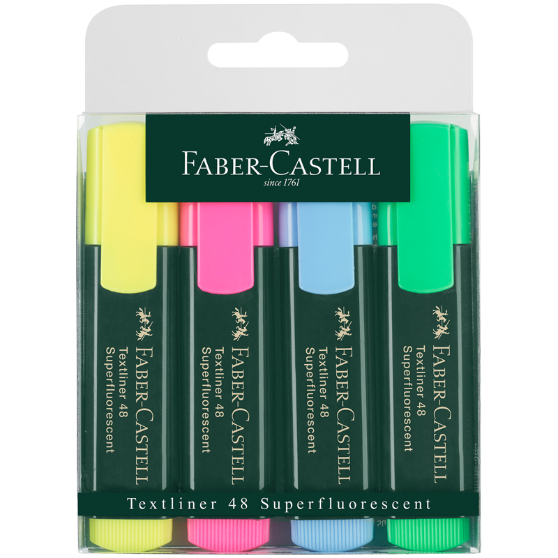 Набор текстовыделителей Faber-Castell "48" 4цв., 1-5мм, пластик. уп.