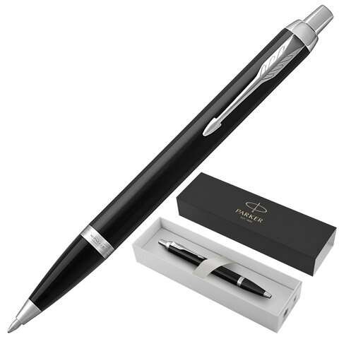 Ручка шариковая PARKER "IM Core Black Lacquer CT", корпус черный глянцевый лак, хромированные детали