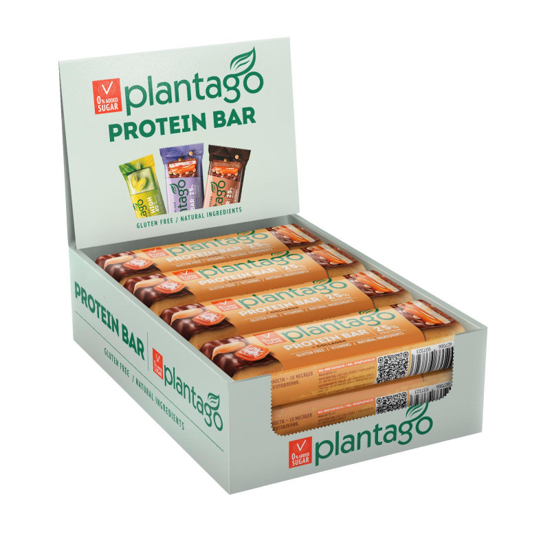 Батончик Plantago Арах.-Сол.кар.выс.сод.бел.25%, кол.,вит.ком.,40гх12шт/уп