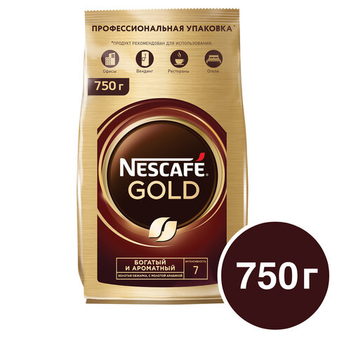 Кофе молотый в растворимом NESCAFE (Нескафе) "Gold", сублимированный, 750 г, мягкая упаковка, 01951,