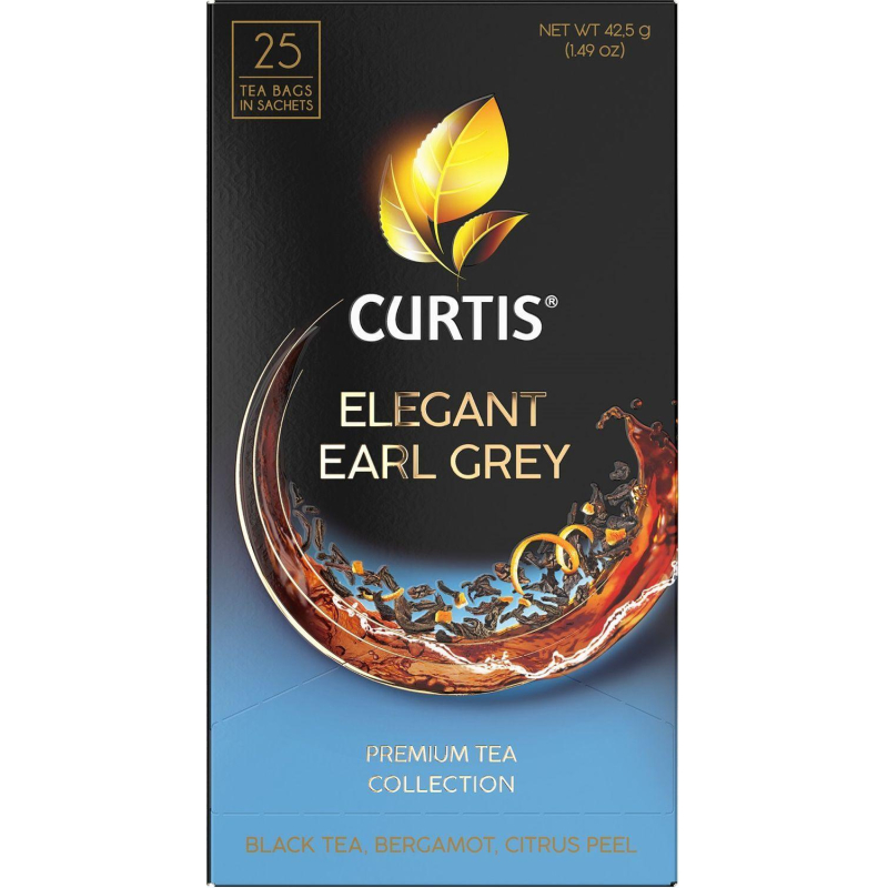 Чай Curtis черный Elegant Earl Grey,ароматизированный,мелкий лист, 25шт/уп