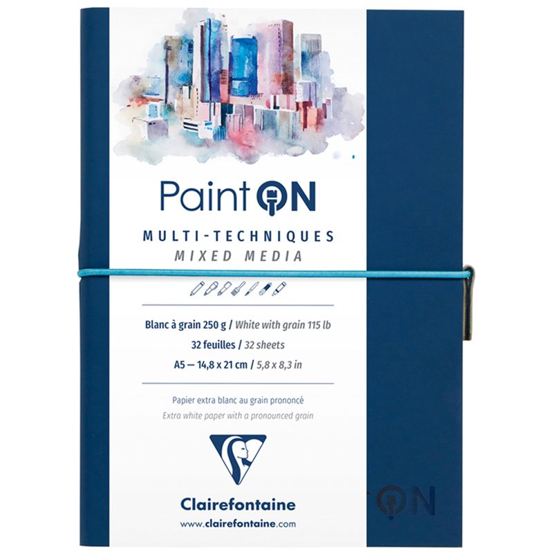 Скетчбук для смешанных техник 32л., А5 Clairefontaine "Paint ON", на сшивке, 250г/м2, легкое зерно,