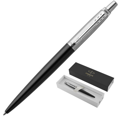 Ручка шариковая PARKER "Jotter Core Bond Street Black CT", корпус черный, хромированные детали, синя