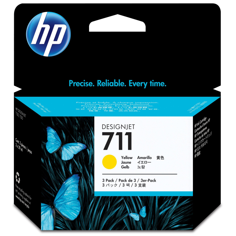 Картридж струйный HP 711 CZ136A жел. для DgnJ T120/520 (3шт)