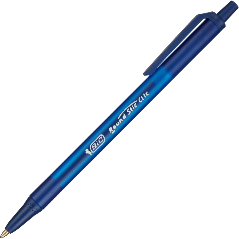 Ручка шариковая автоматическая BIC Round Stic Clic синяя (толщина линии 0.4 мм)