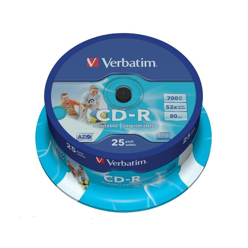 Носители информации Verbatim CD-R 700Mb 52x Cake/25 43439 Print