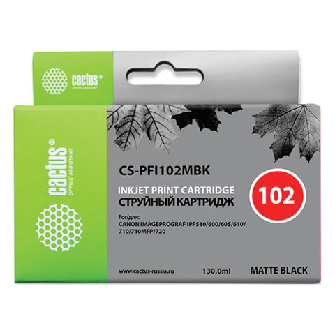 Картридж струйный PFI102MBK для CANON iPF500/510/F600/605/650/700, матовый черный,совместимый