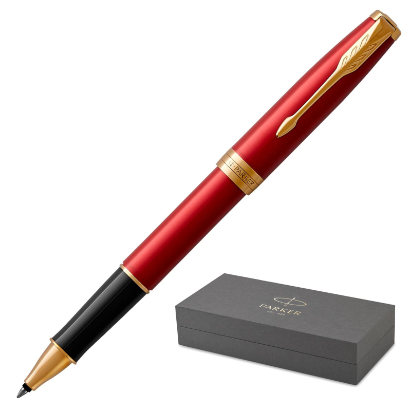 Роллер Parker Sonnet Intense Red Lacquer GT черн,0,8мм,подар.уп 1931475