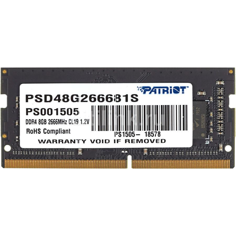 Модуль памяти Patriot SL DDR4 SO-DIMM 8Gb 2666МГц CL19(PSD48G266681S)