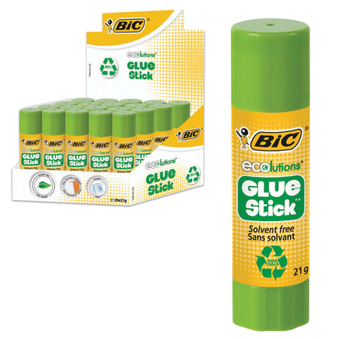 Клей-карандаш BIC "ECOlutions" 21 г, с ароматом яблока, 8923452