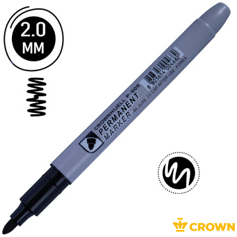 Маркер перманентный Crown "Multi Marker Slim" черный, пулевидный, 2мм