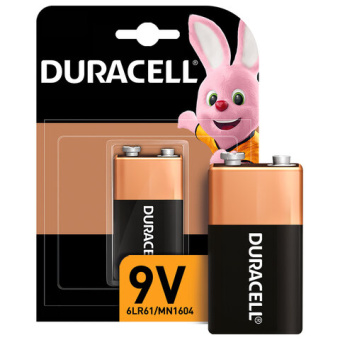 Батарейка DURACELL Basic, 6LR61 (КРОНА), Alkaline, 1 шт., в блистере, 9 В