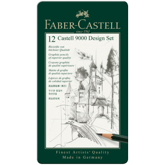 Набор карандашей ч/г Faber-Castell "Castell 9000 Design Set", 12шт., 5H-5B, заточен., метал. кор.