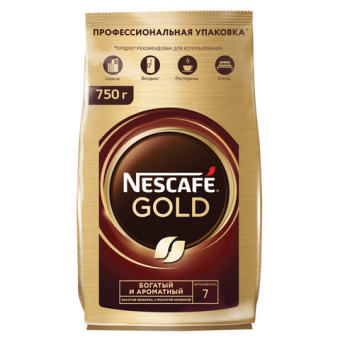 Кофе молотый в растворимом NESCAFE (Нескафе) "Gold", сублимированный, 750 г, мягкая упаковка, 01951,