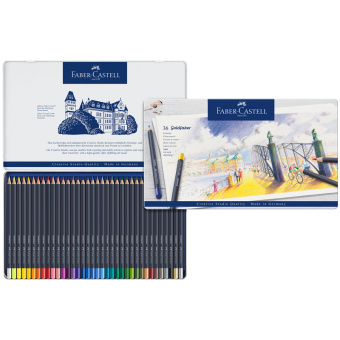 Карандаши цветные Faber-Castell "Goldfaber" 36цв., круглые, заточен., метал. коробка