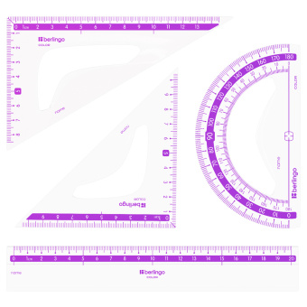 Набор чертежный средний Berlingo "Color Zone" (треуг. 2шт, линейка 20см, транспортир), прозрачный