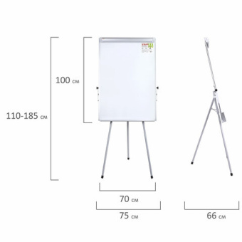 Доска-флипчарт магнитно-маркерная 70х100 см, тренога, регулируемая высота, STAFF, 238002