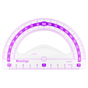 Транспортир 10см, 180° Berlingo "Color", пластиковый, ассорти, европодвес