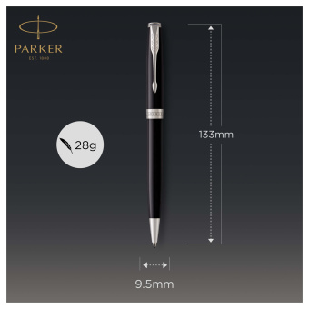 Ручка шариковая Parker "Sonnet Black Lacquer CT" черная, 1,0мм, поворот., подарочная упаковка