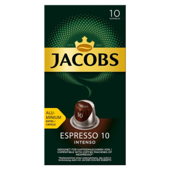 Кофе в алюминиевых капсулах JACOBS "Espresso 10 Intenso" для кофемашин Nesspresso, 10 порций, 405701