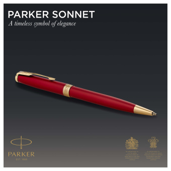 Ручка шариковая Parker "Sonnet Red GT" черная, 1,0мм, поворот., подарочная упаковка