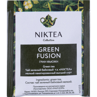 Чай  Niktea зеленый Green Fusion,  25штх1,75г/уп