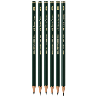 Набор карандашей ч/г Faber-Castell "Castell 9000", 6шт., HB-8B, заточен., метал. кор.