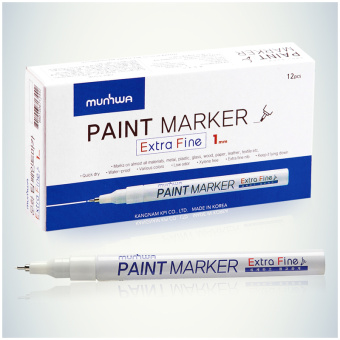 Маркер-краска MunHwa "Extra Fine Paint Marker" белая, 1мм, нитро-основа