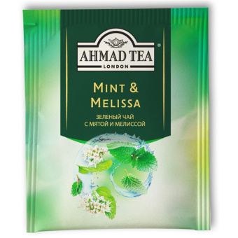 Чай Ahmad Tea Мята-Мелиса, зеленый, пакетики в конвертах, 100x1,8г/уп