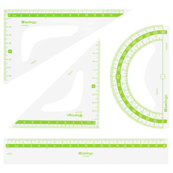 Набор чертежный средний Berlingo "Color Zone" (треуг. 2шт, линейка 20см, транспортир), прозрачный