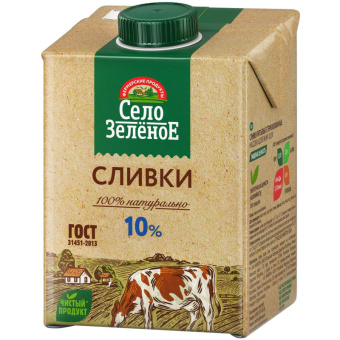 Сливки Село Зеленое стерилизованные 10% 500 г